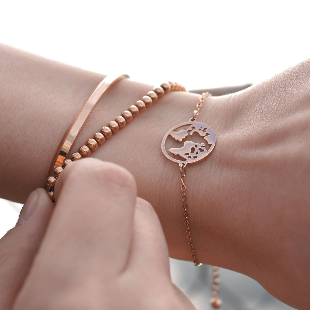 Bundel: BonnyWorld wereldbolketting + roségouden armband