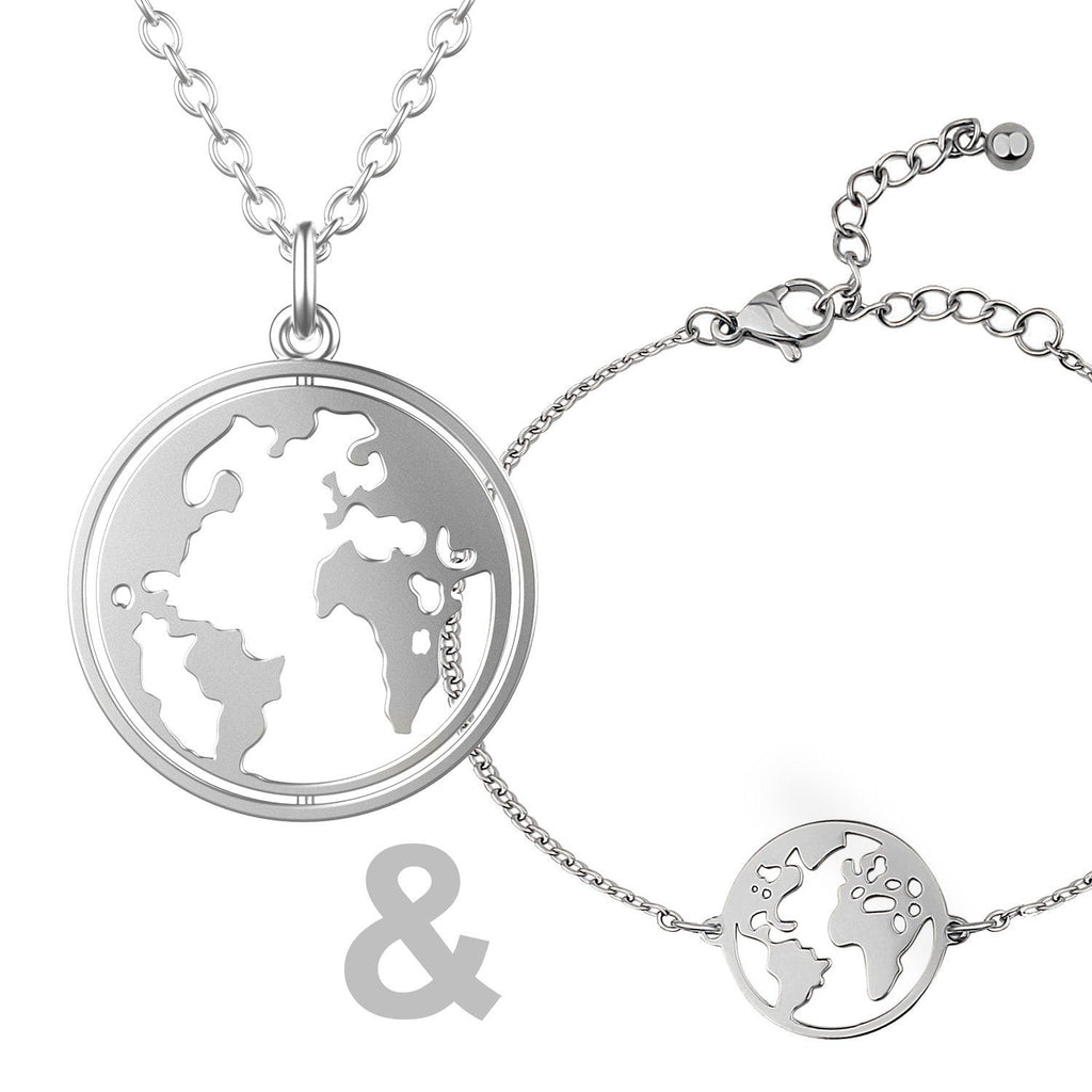 Bundel: BonnyWorld globe ketting + zilveren armband