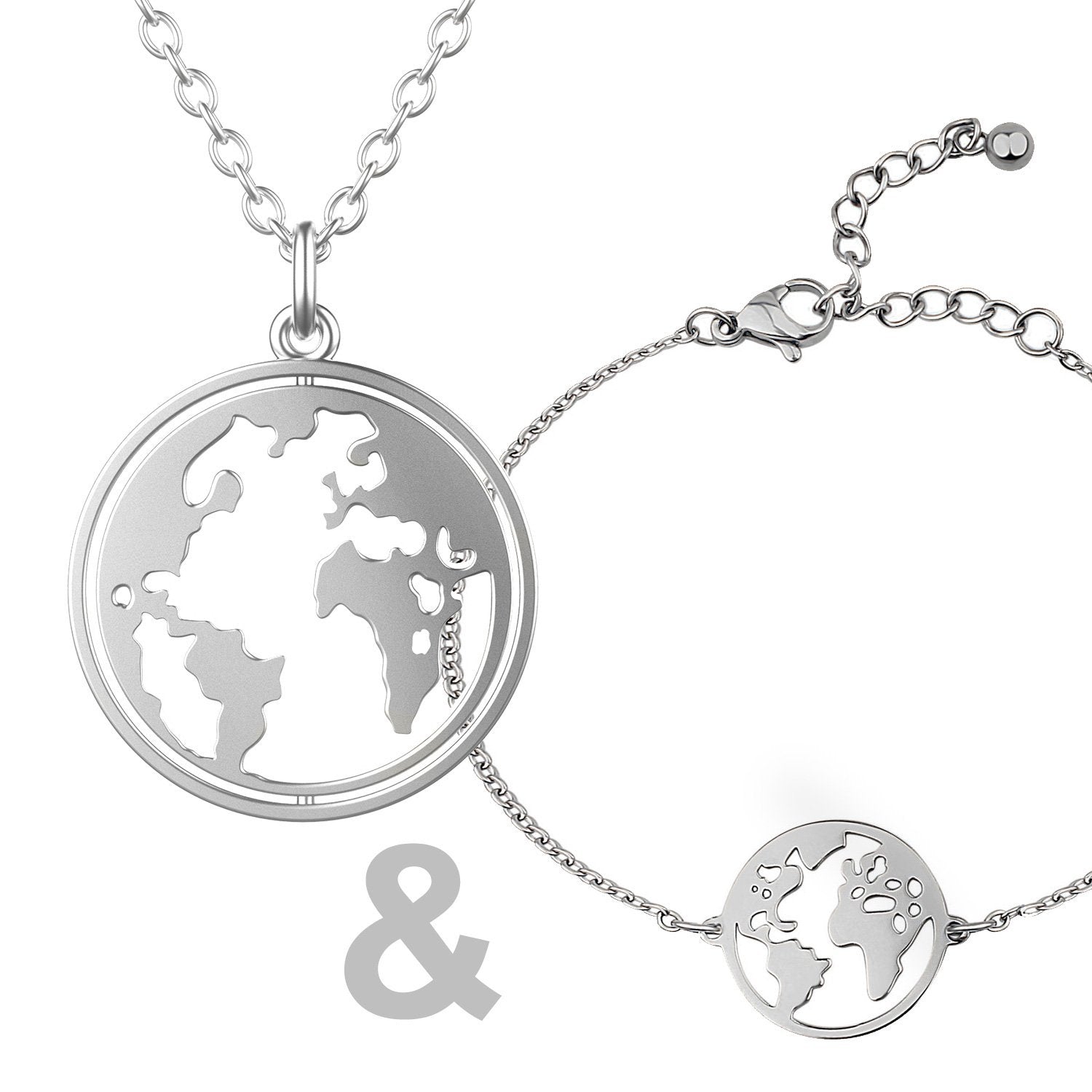 Bundel: BonnyWorld globe ketting + zilveren armband