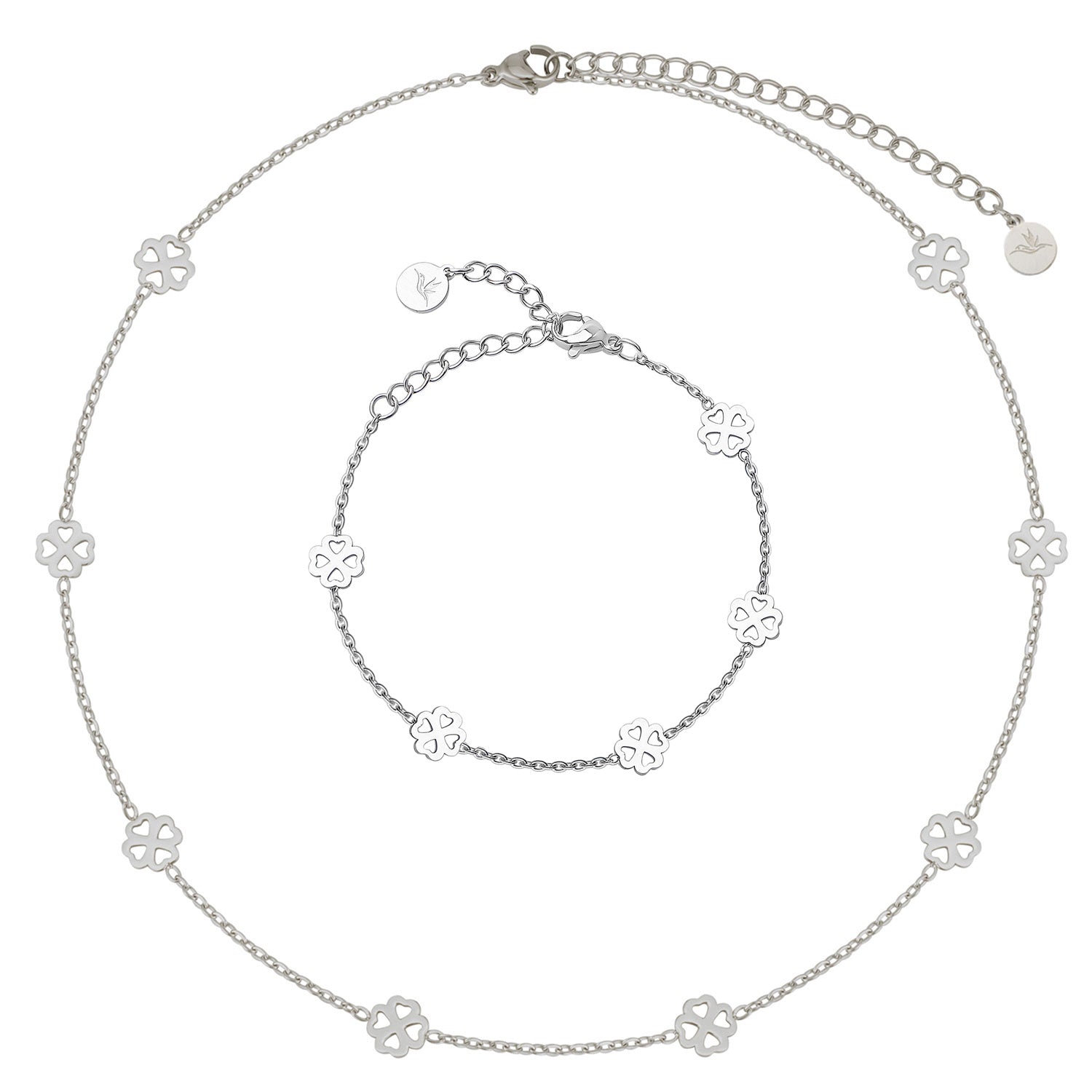 Bundel: BonnyBliss klaverbladketting + zilveren armband