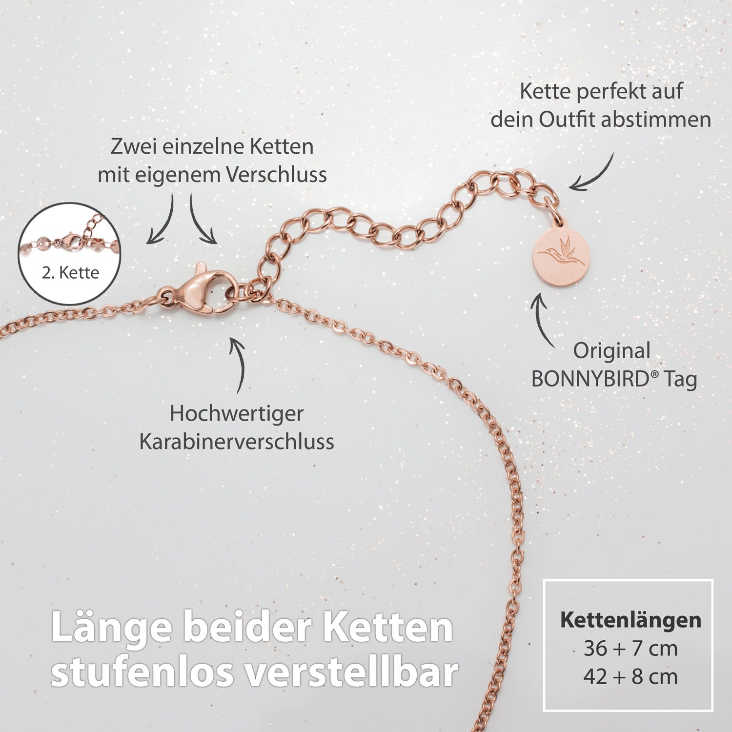Bundel: BonnyBoho + BonnyDots kettingset rosé goud