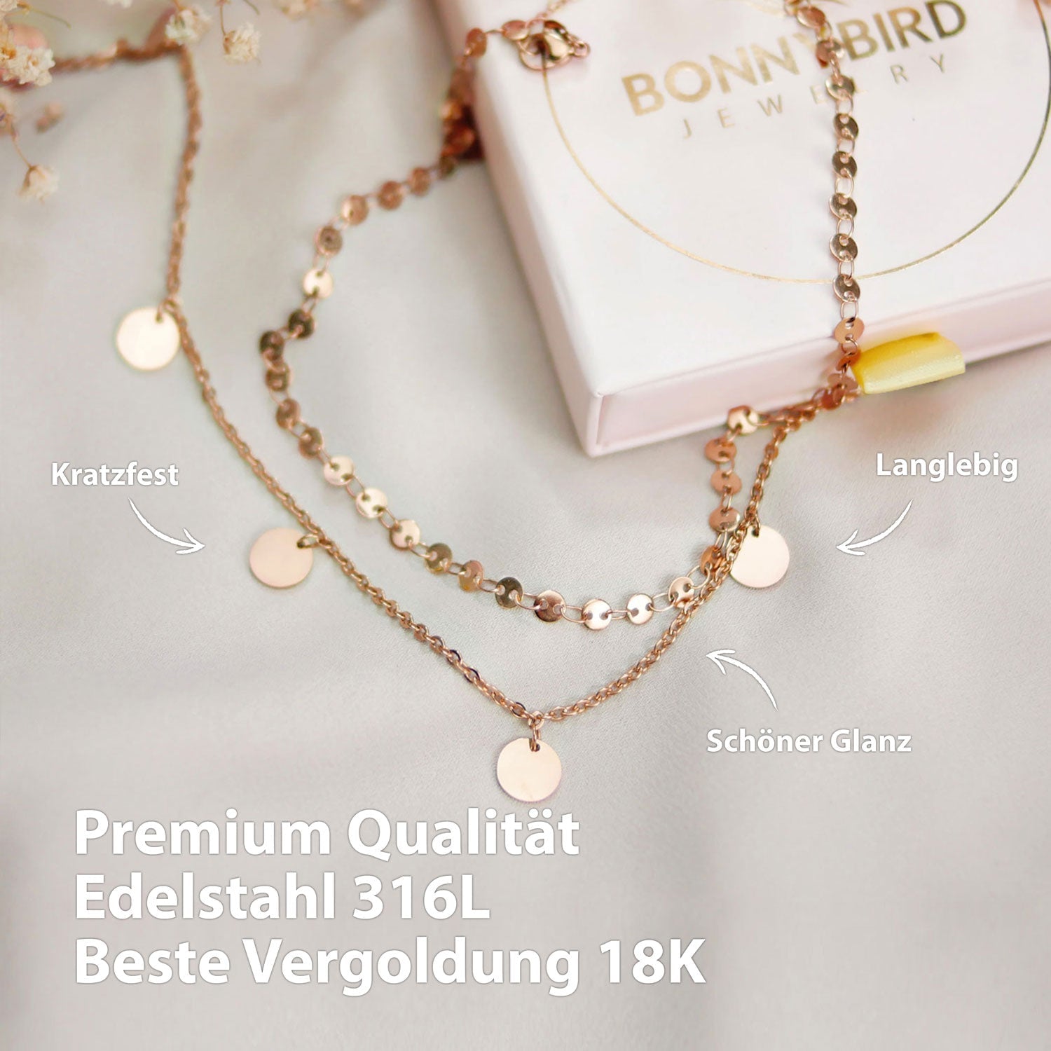 Bundel: BonnyCoin plaatketting + roségouden armband
