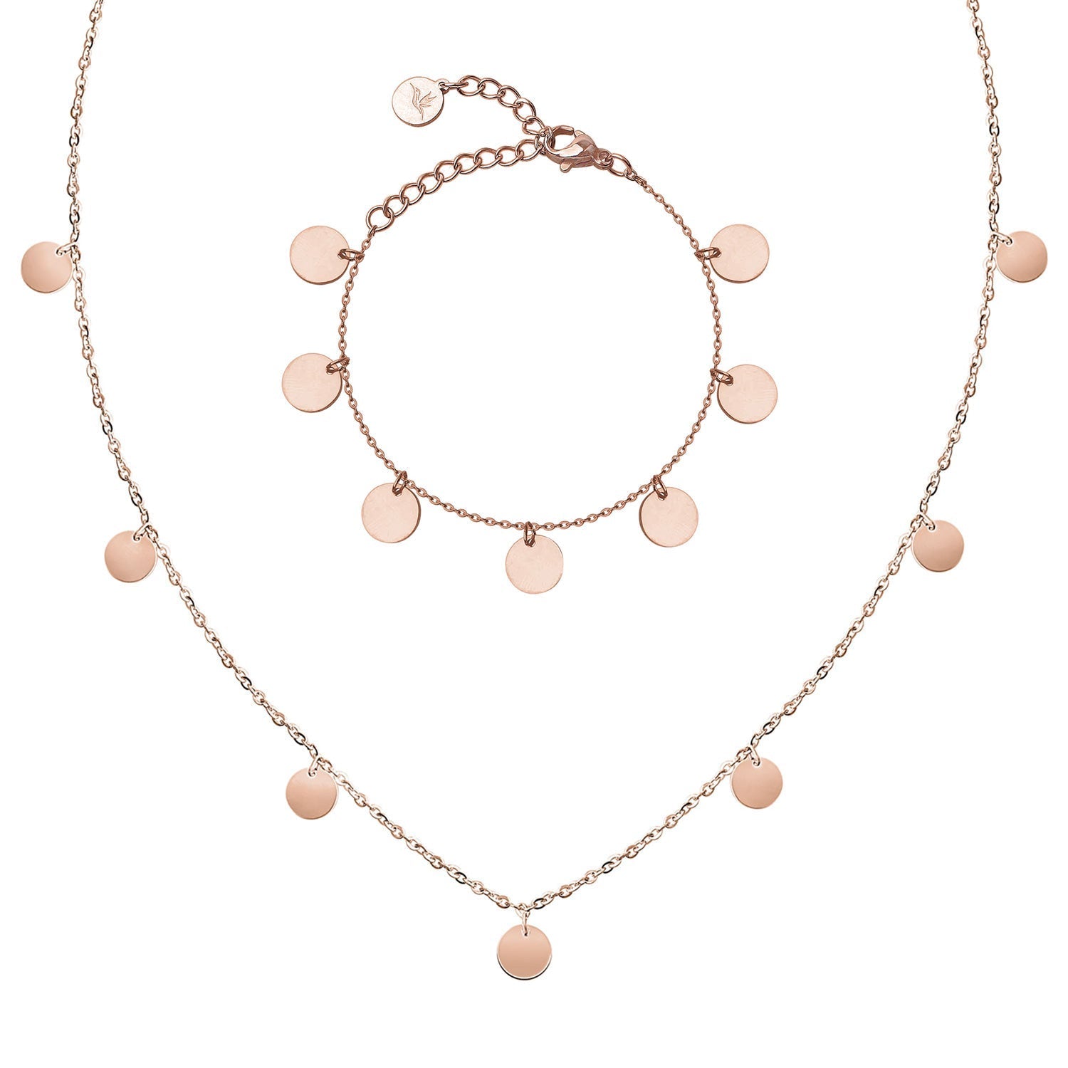 Bundel: BonnyCoin plaatketting + roségouden armband