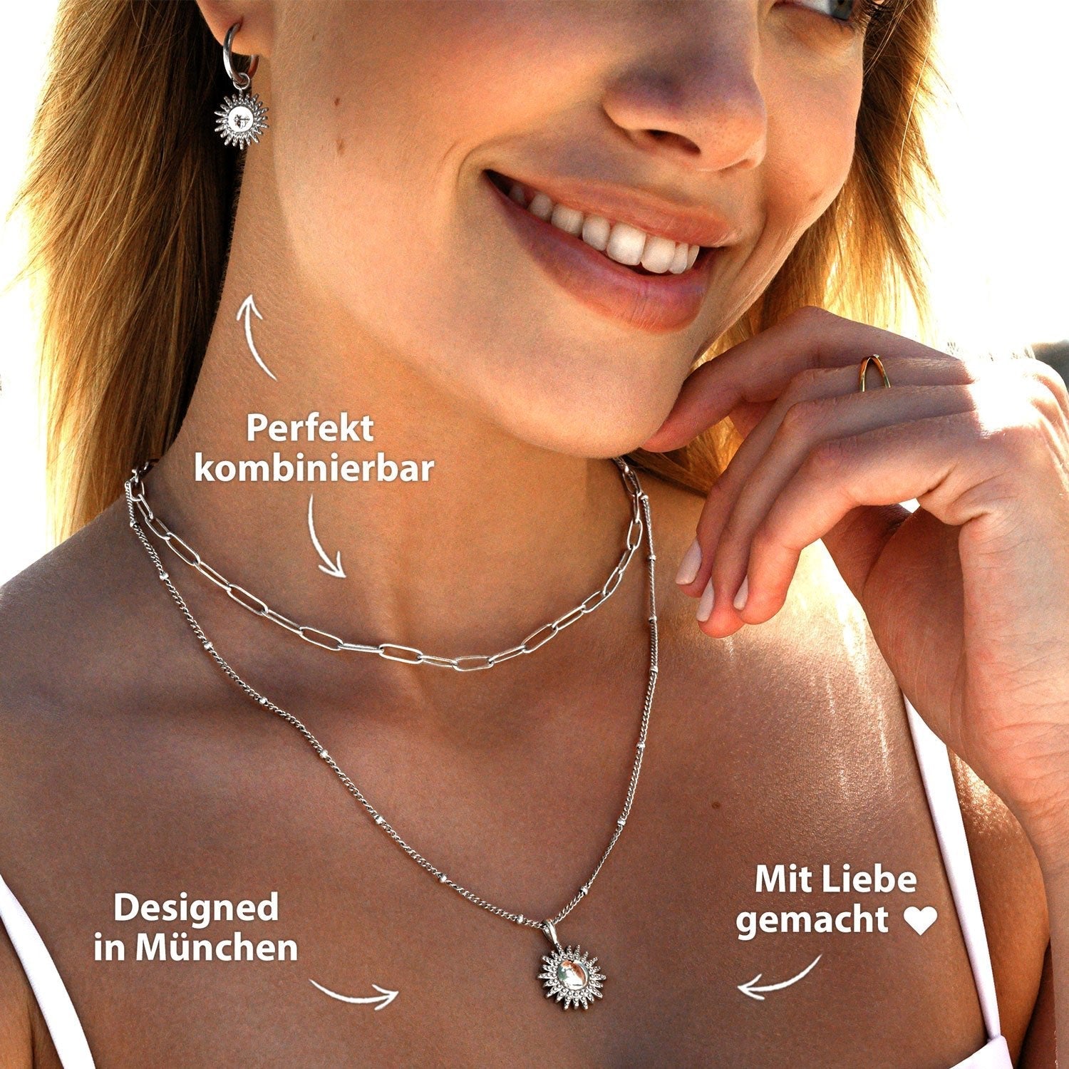 Bundel: BonnySun ketting + zilveren zonoorbellen