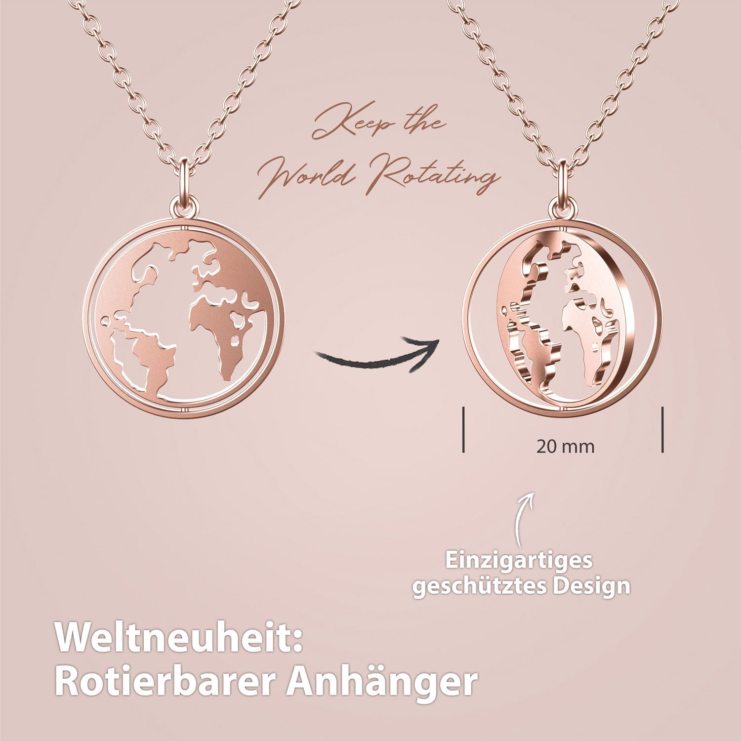 Bundel: BonnyWorld wereldbolketting + roségouden armband