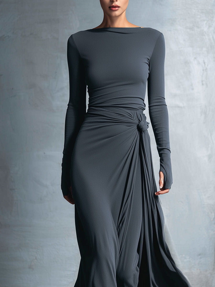 Gabriella | Langes Kleid mit seitlichem Knoten-Detail