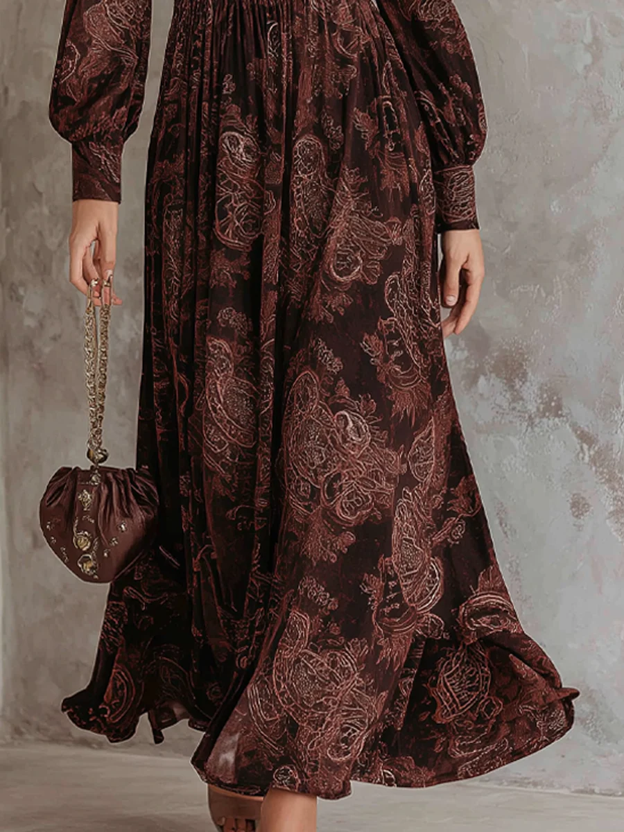 Ariane™ | Paisley maxi-jurk met aangesnoerde taille