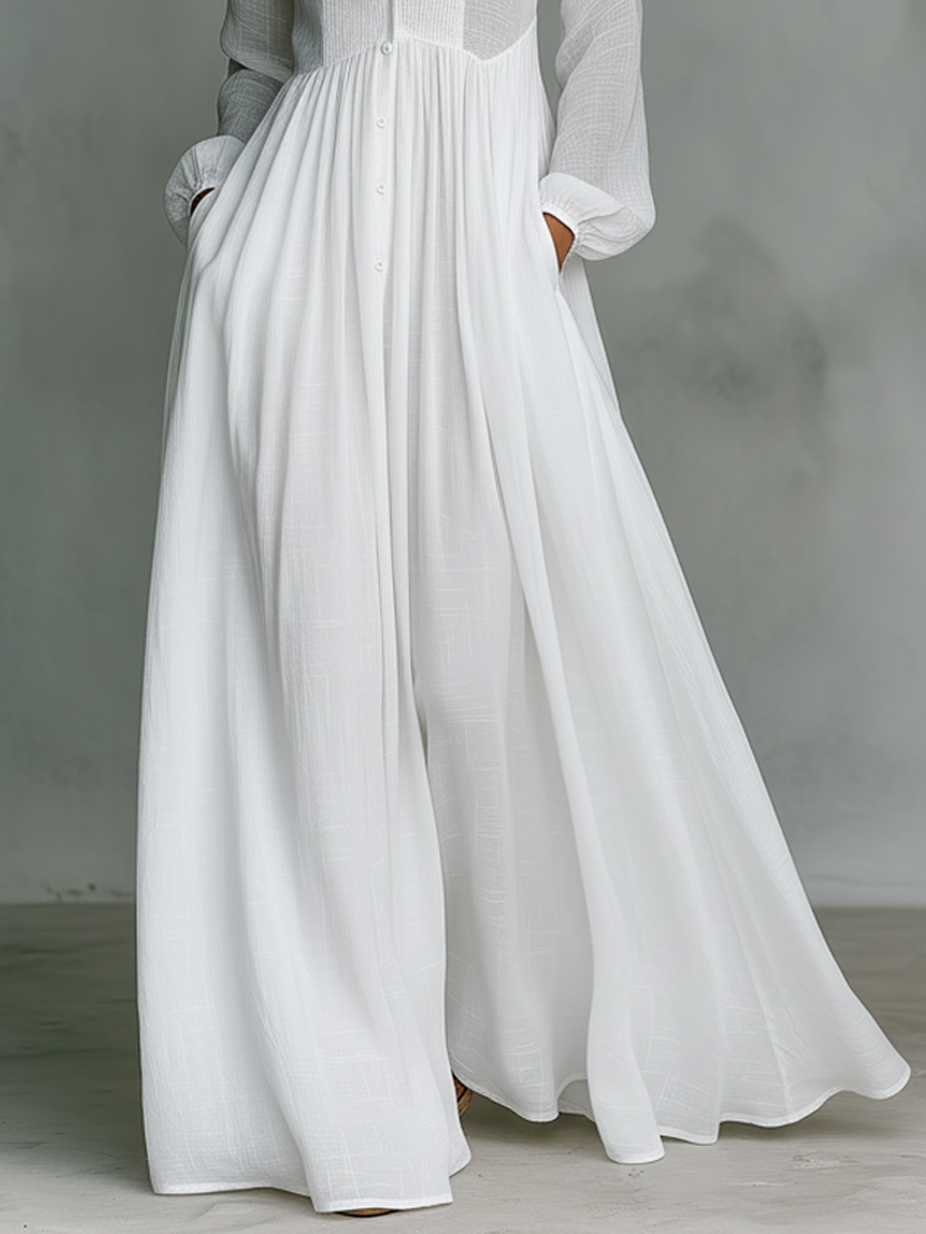 Sita | Patchwork Maxi Minikleid mit Hohem Kragen und Langen Ärmeln