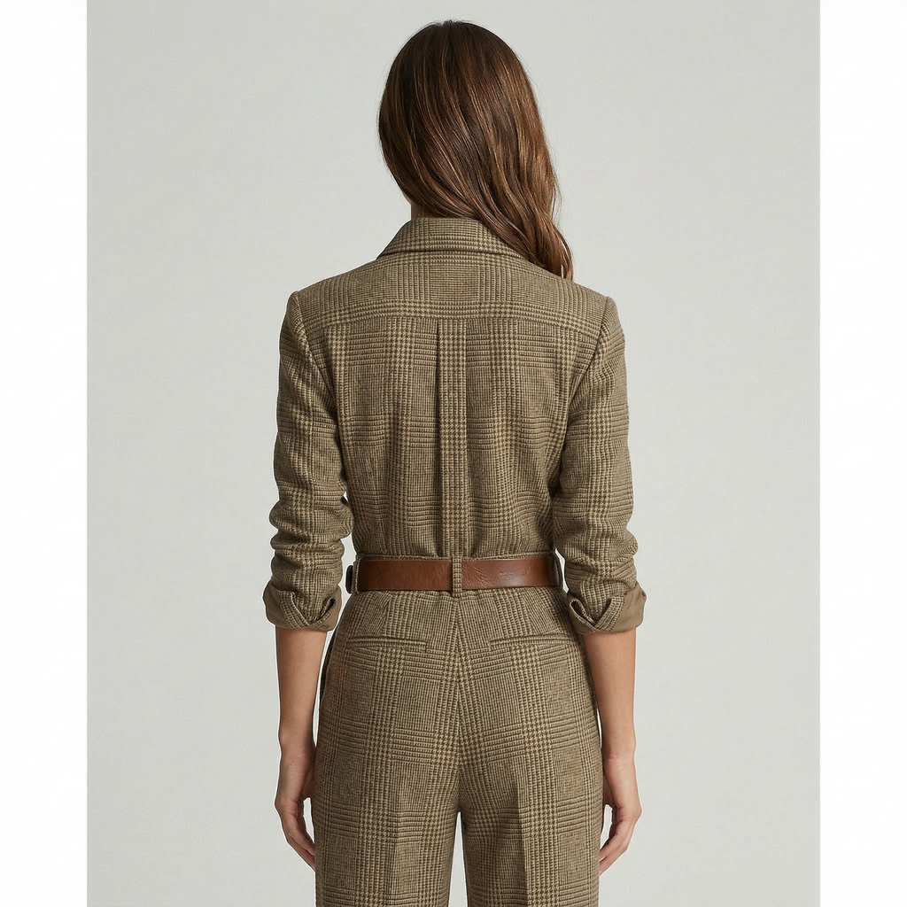 Celia | Karierter Jumpsuit mit Eleganten Akzenten