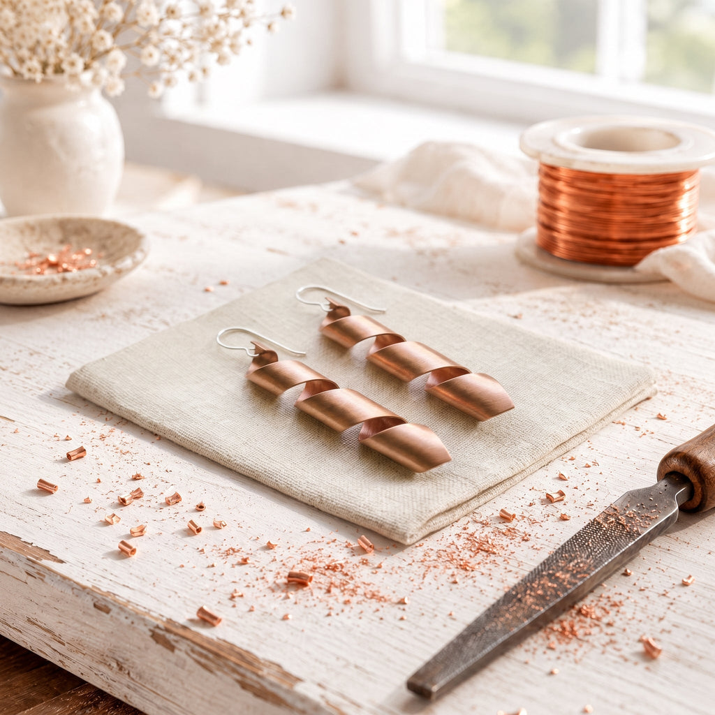 Boucles d'oreilles en Cuivre Rose Helix