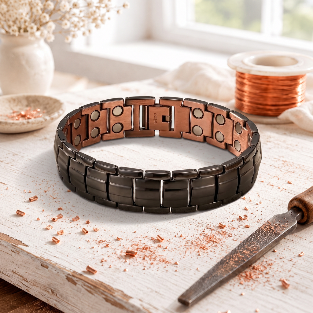 Obsidian- und Kupferarmband für Herren