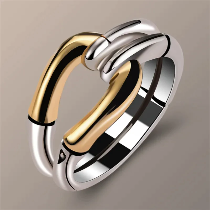 Vintage Gold-Silber-Ring mit Knopfdesign