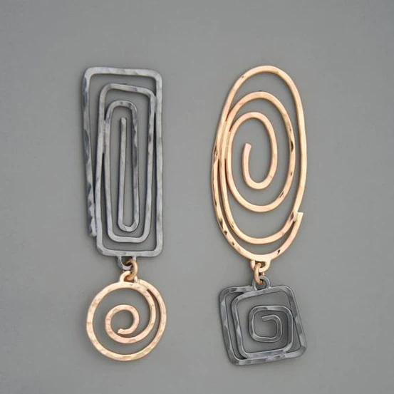 Vintage Silber und Gold Spiral Ohrringe