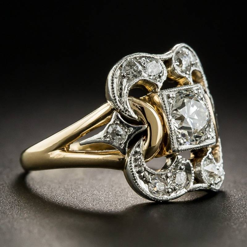 Vintage-Goldring mit Zirkonia-Steinen