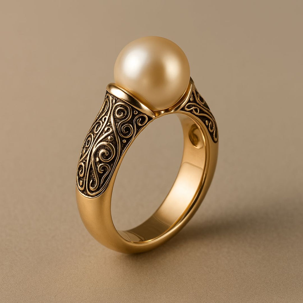 Zeitloser Vintage Perlen-Goldring