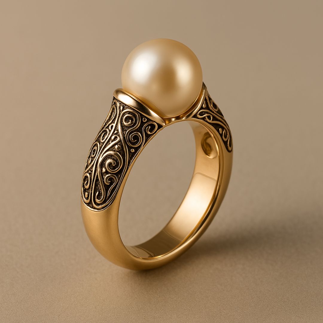 Zeitloser Vintage Perlen-Goldring