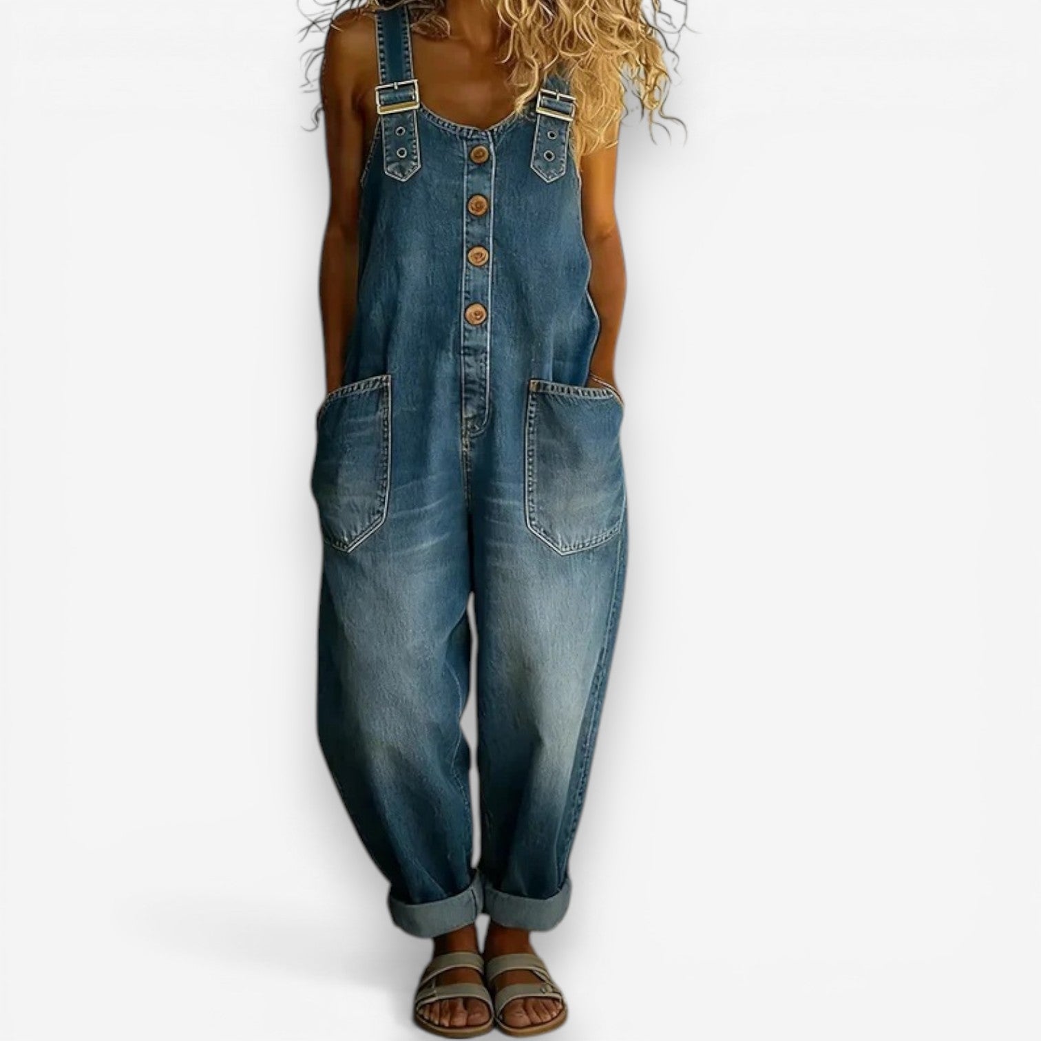 Casey™ denim overall met wijde pijpen