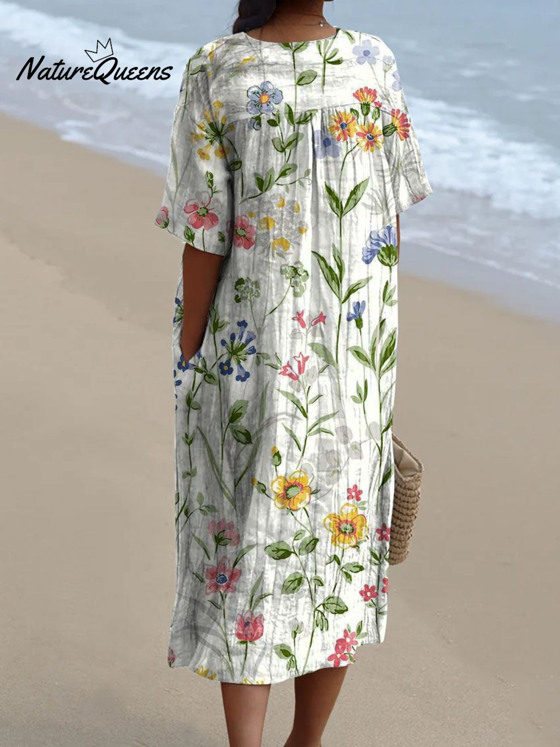 Dames vintage bloemen casual vloeiende jurk