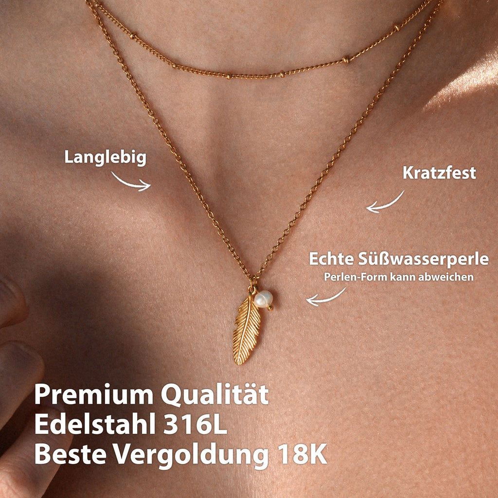 BonnyFeather veren ketting rosé goud