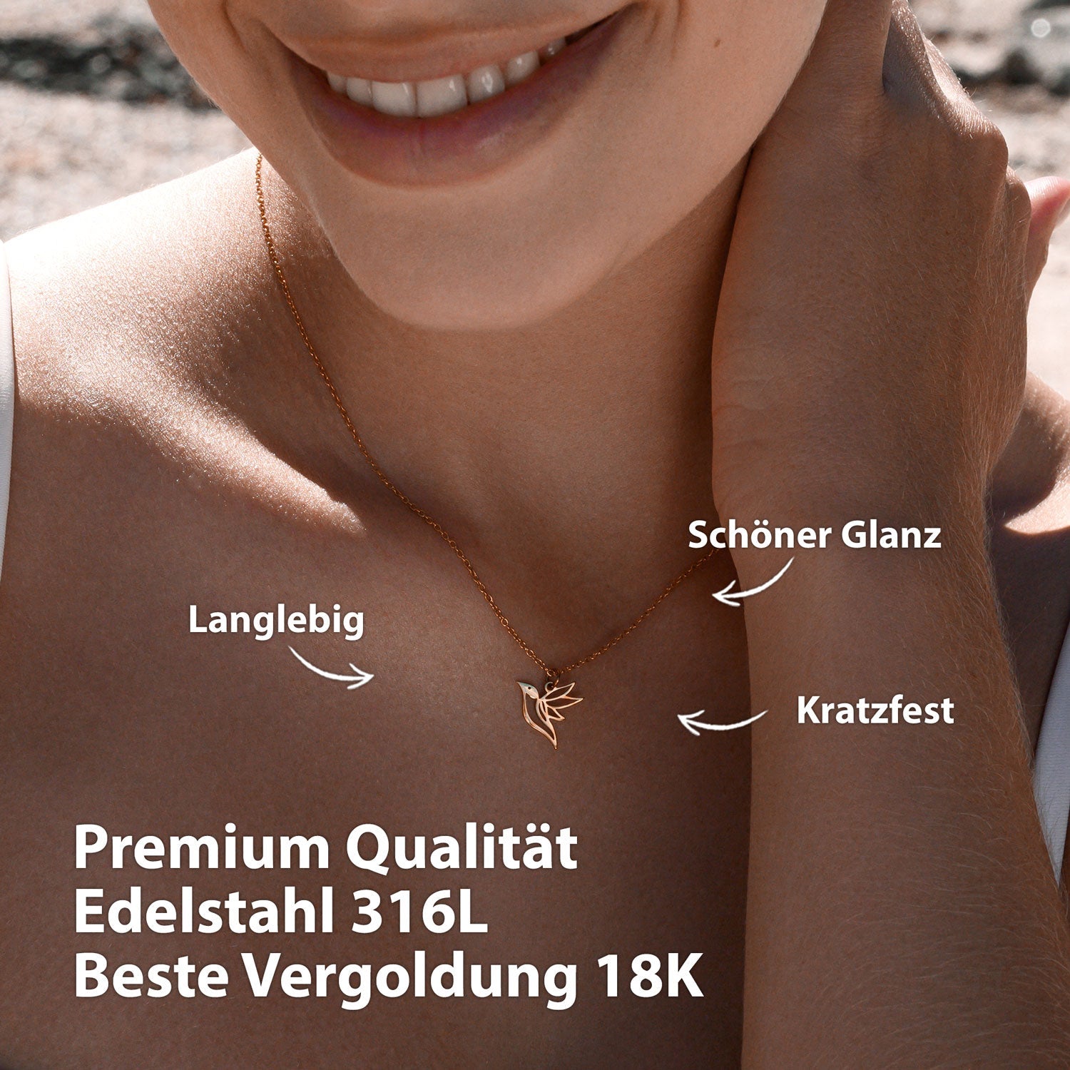 BonnyColibri ketting kolibrie rosé goud