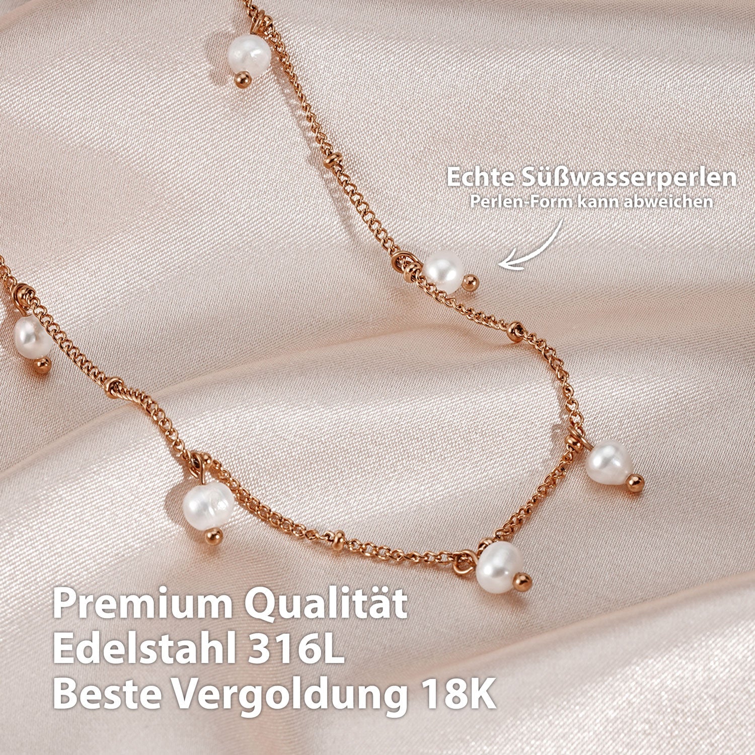 BonnyOcean ketting rosé goud met echte zoetwaterparels
