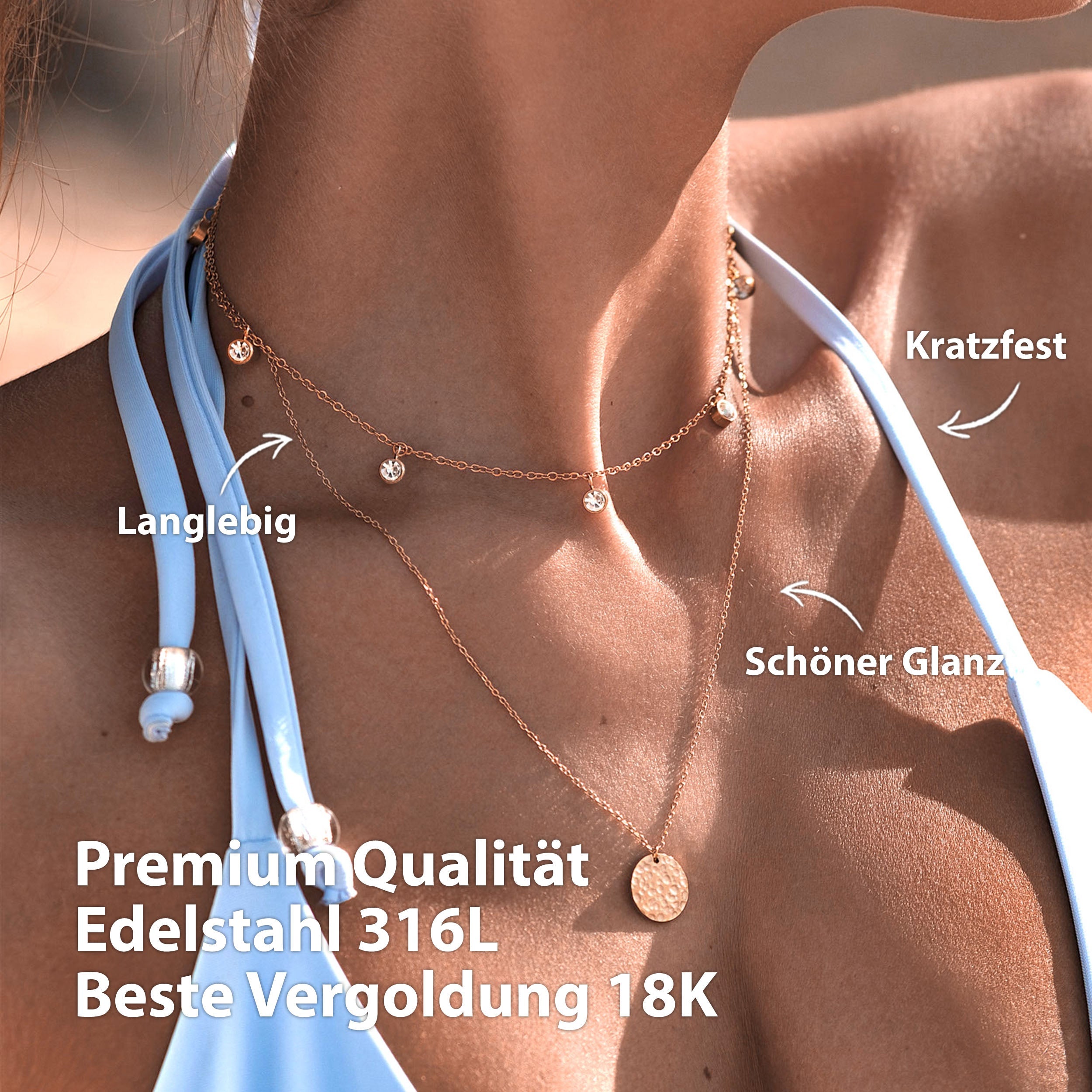 BonnyDiamonds ketting met 8 stenen roos