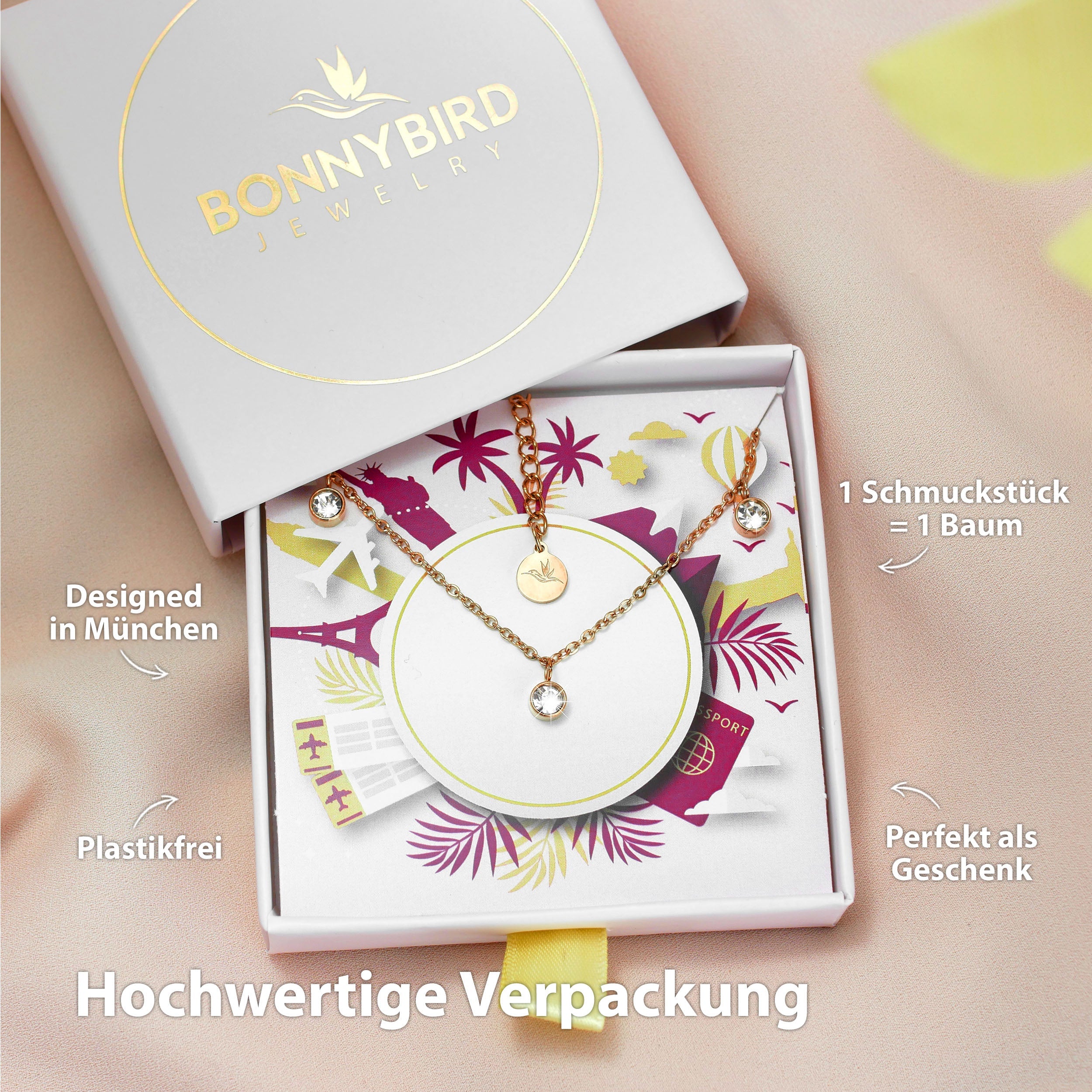 BonnyDiamonds ketting met 8 stenen roos