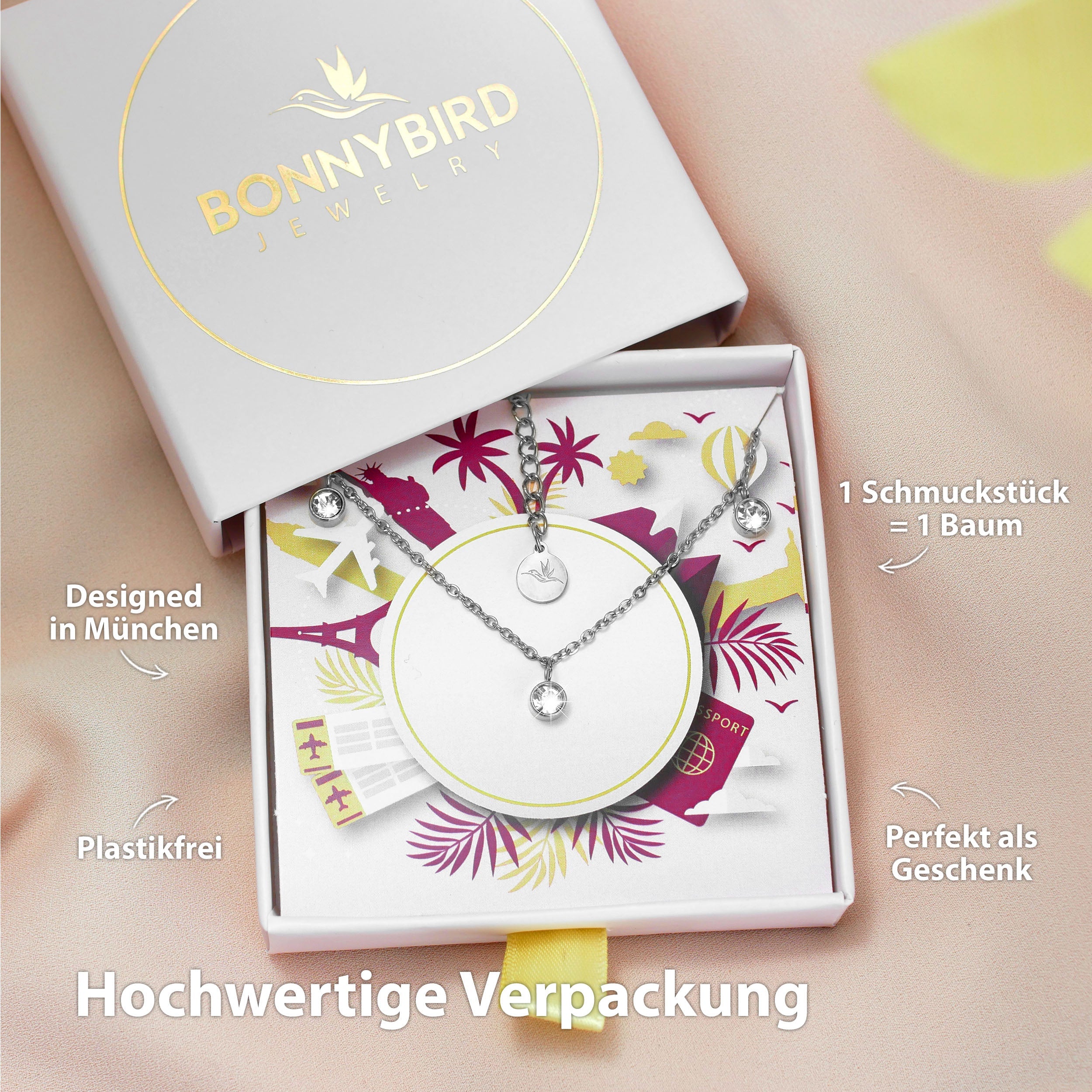 BonnyDiamonds ketting met 8 stenen zilver