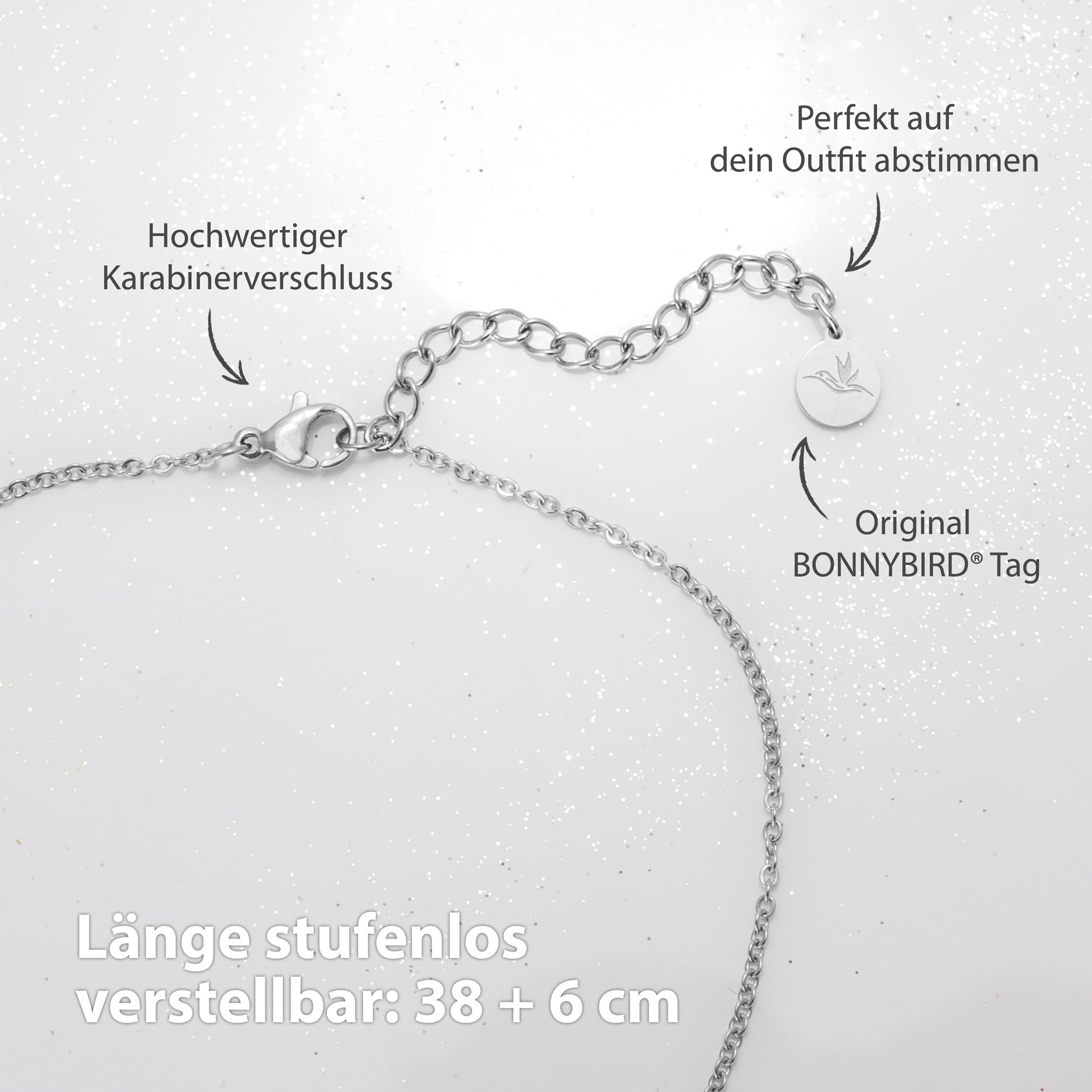 BonnyDiamonds ketting met 8 stenen zilver