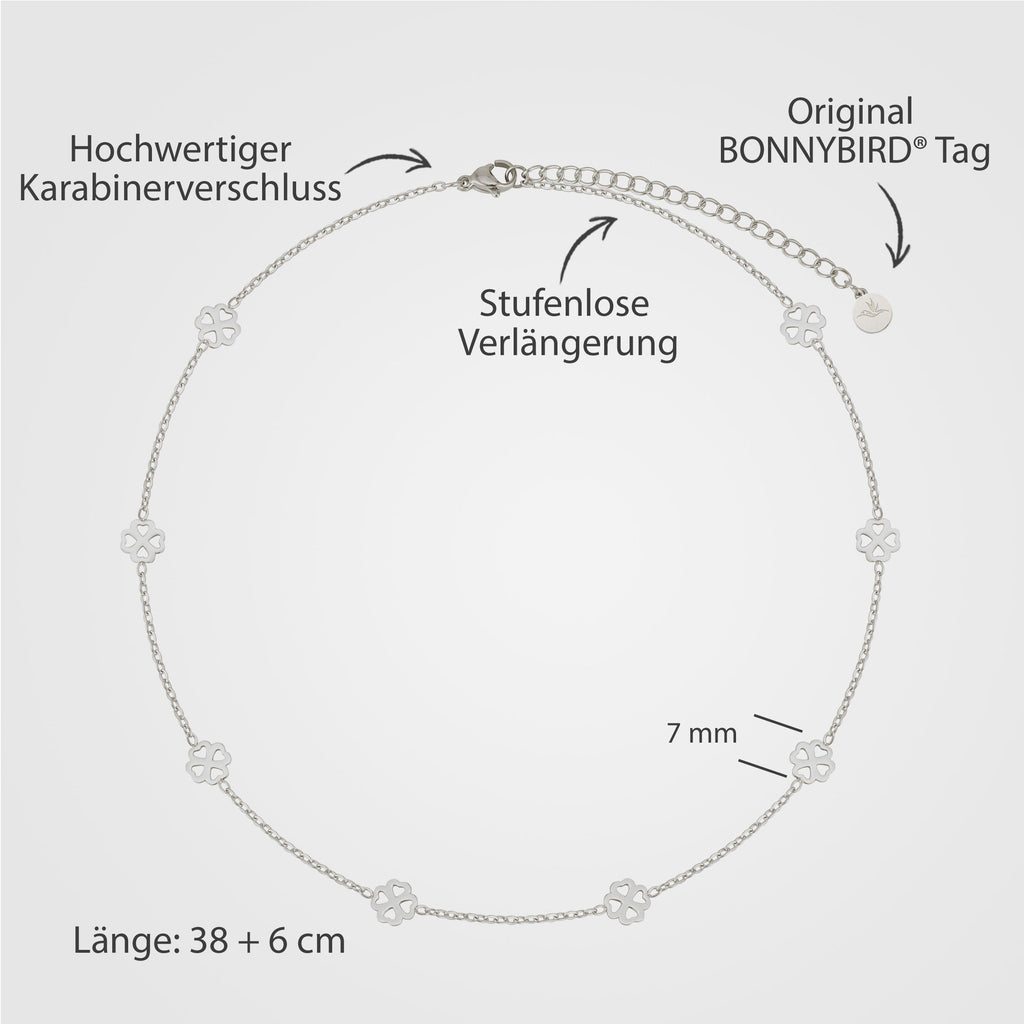 BonnyBliss ketting klaverblad zilver