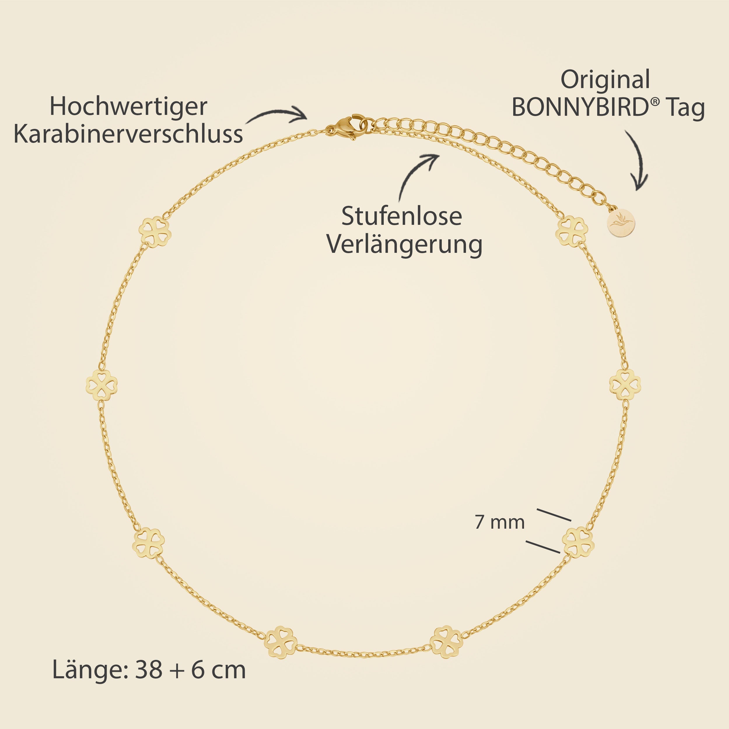 BonnyBliss ketting klaverblad goud