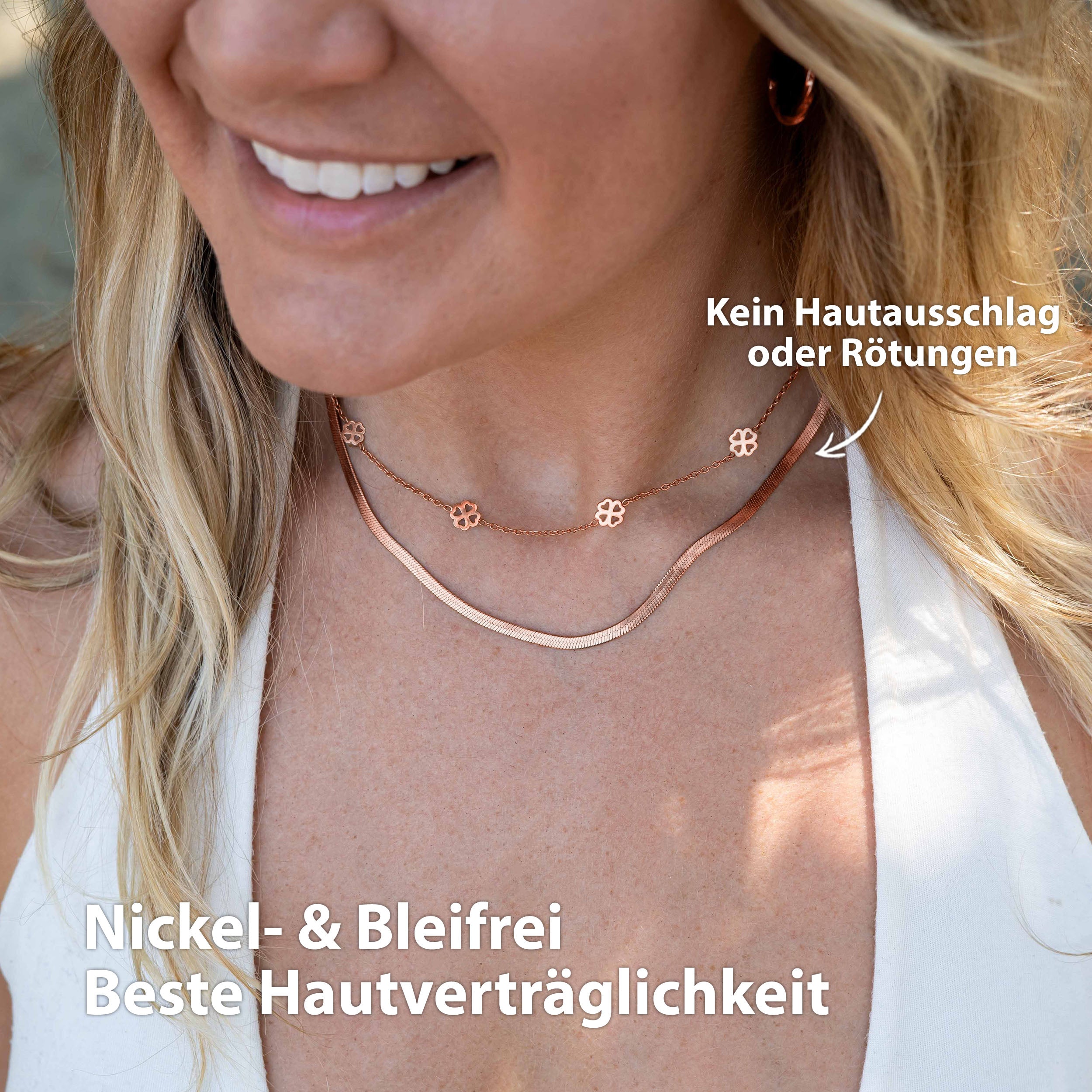 BonnyBliss ketting klaverblad roos