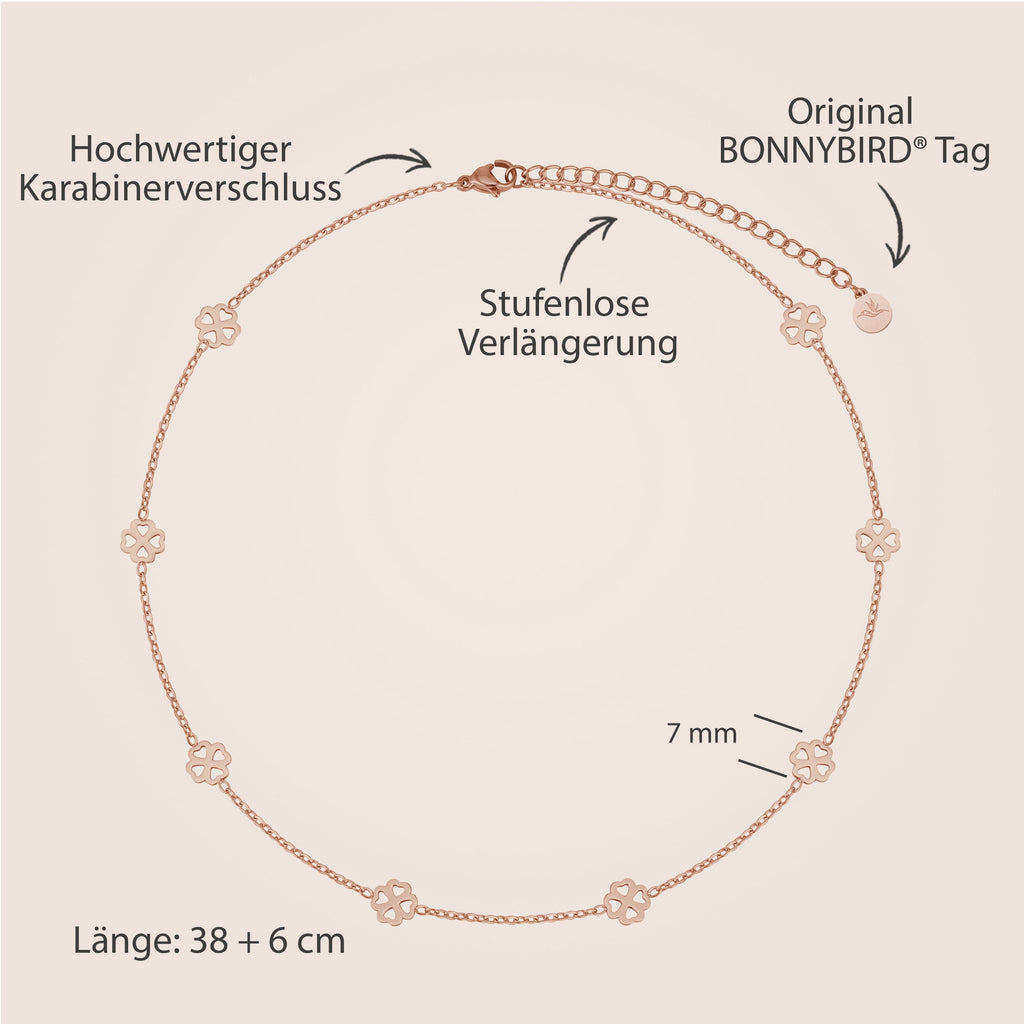 BonnyBliss ketting klaverblad roos