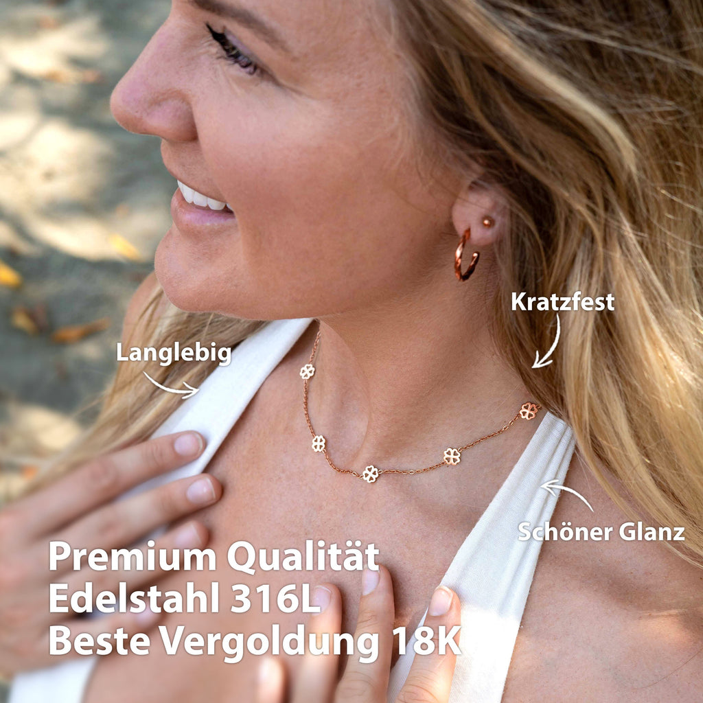 BonnyBliss ketting klaverblad roos