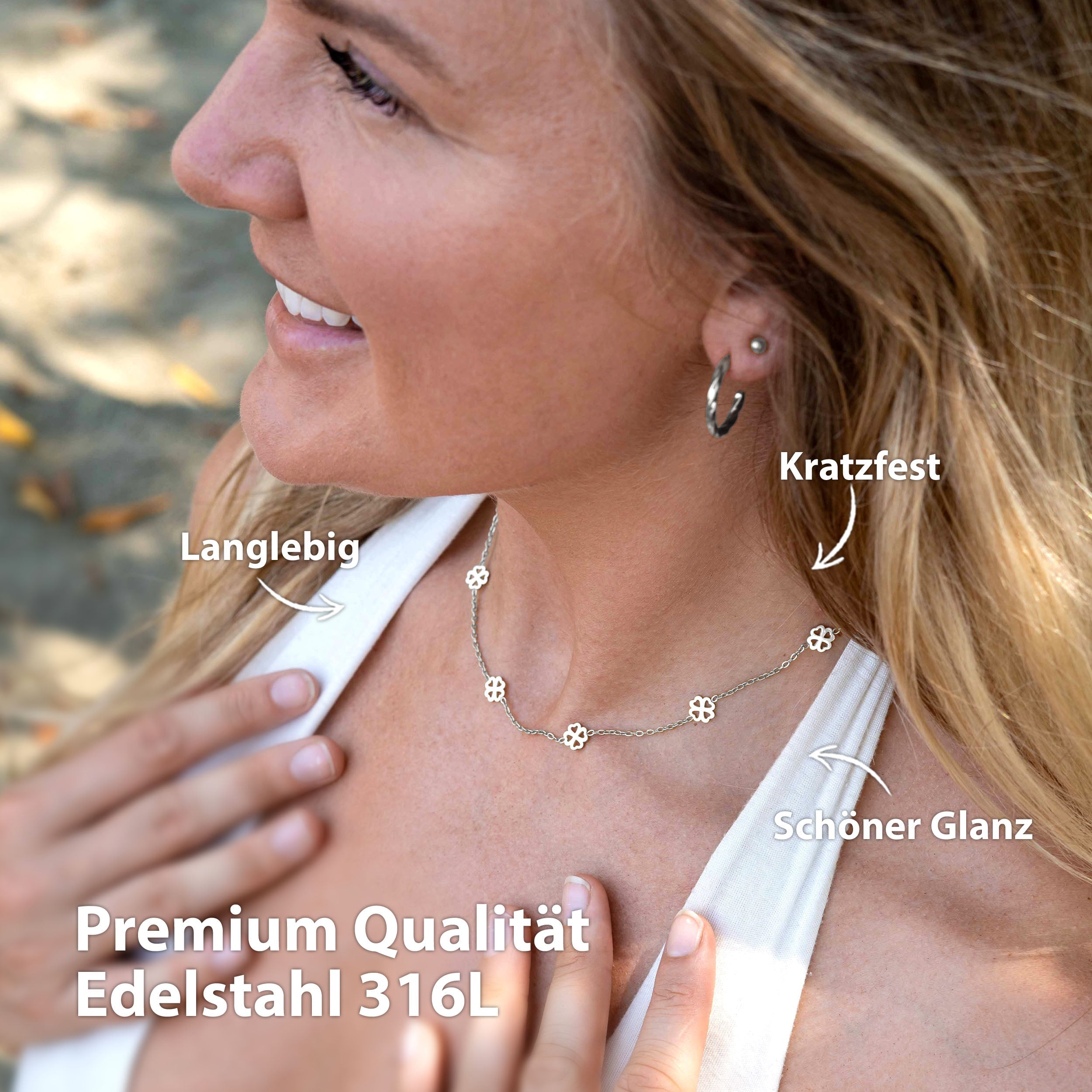 BonnyBliss ketting klaverblad zilver