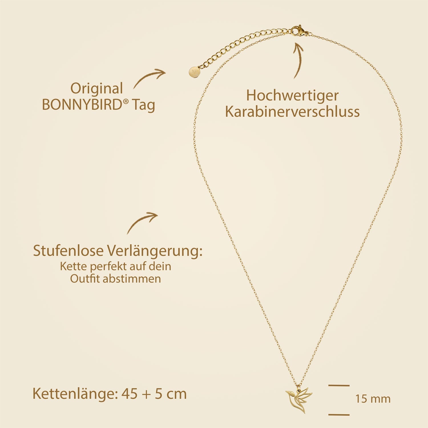 BonnyColibri Ketting Kolibrie Goud