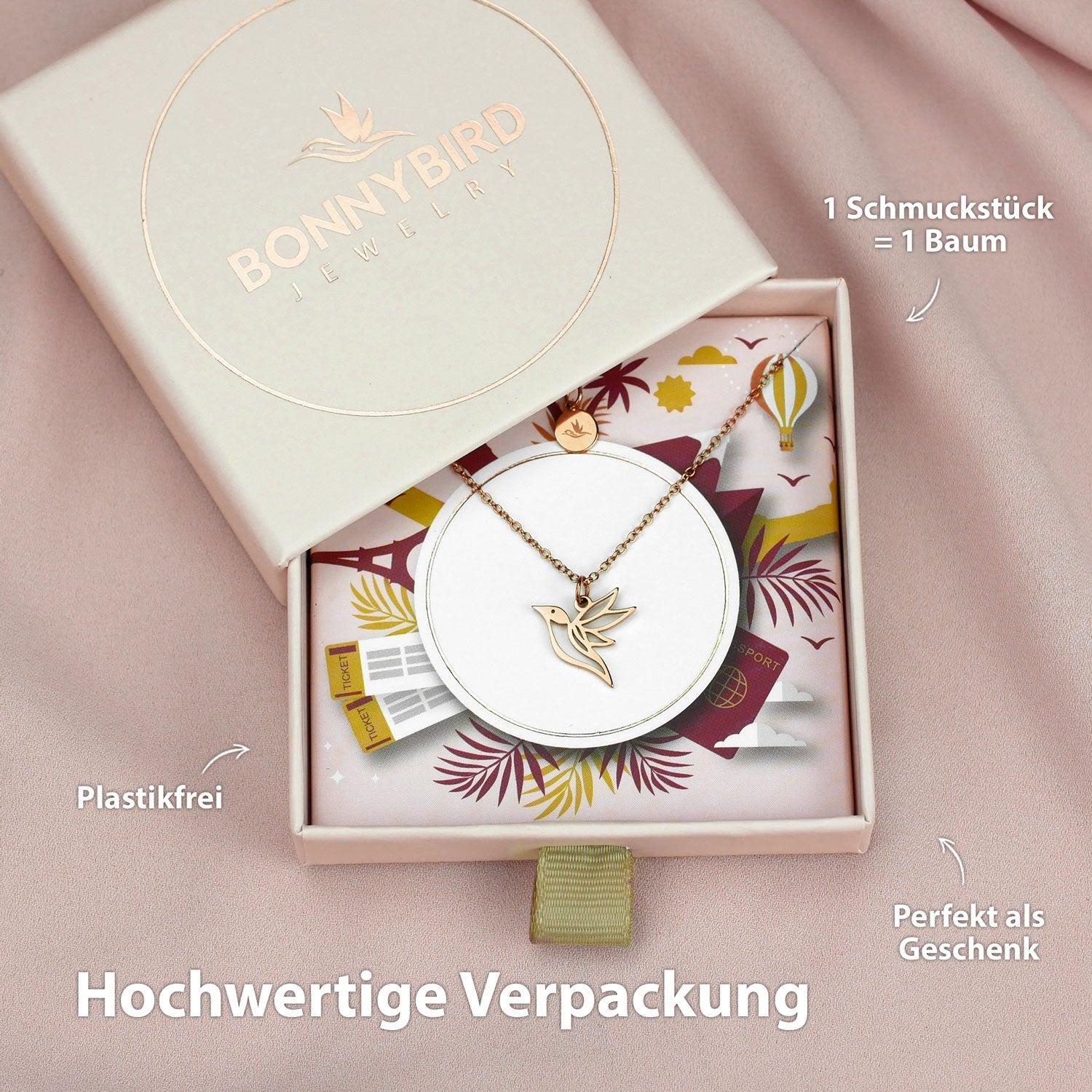 BonnyColibri ketting kolibrie rosé goud
