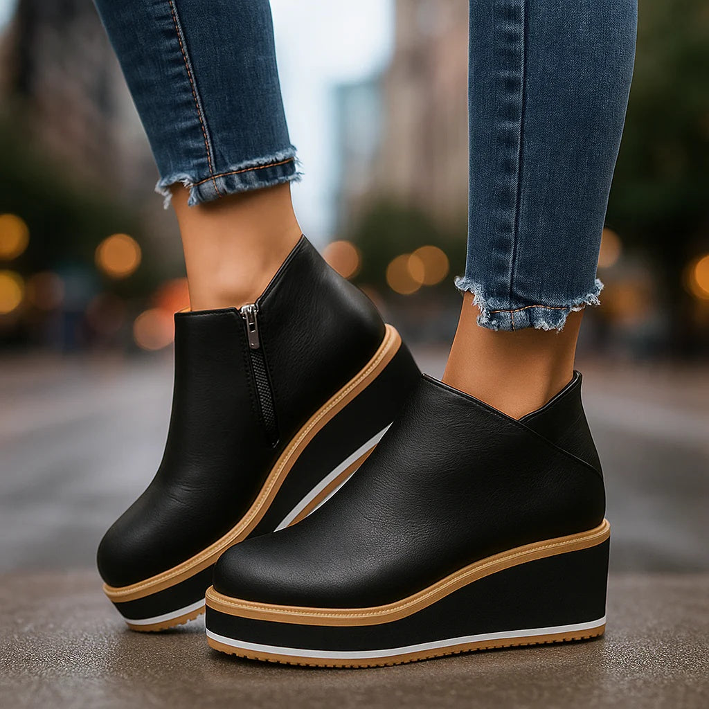 Camille - Bottines Compensées à Zip Latéral