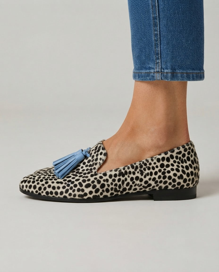 Lodessa™ - Elegante Halbschuhe in Schwarz-Weiß mit Quasten