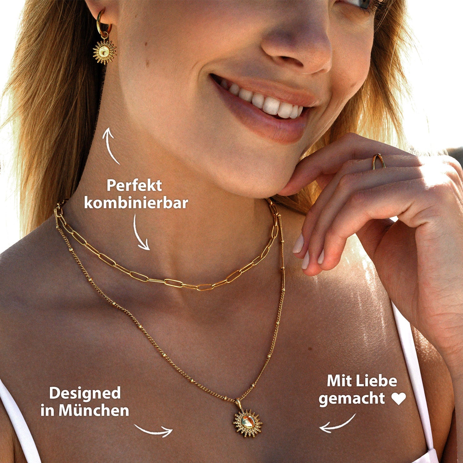 Bundel: BonnySun ketting + gouden zonoorbellen