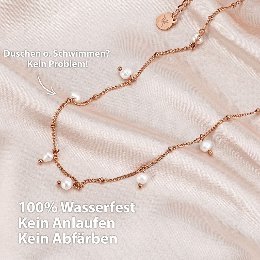 BonnyOcean ketting rosé goud met echte zoetwaterparels