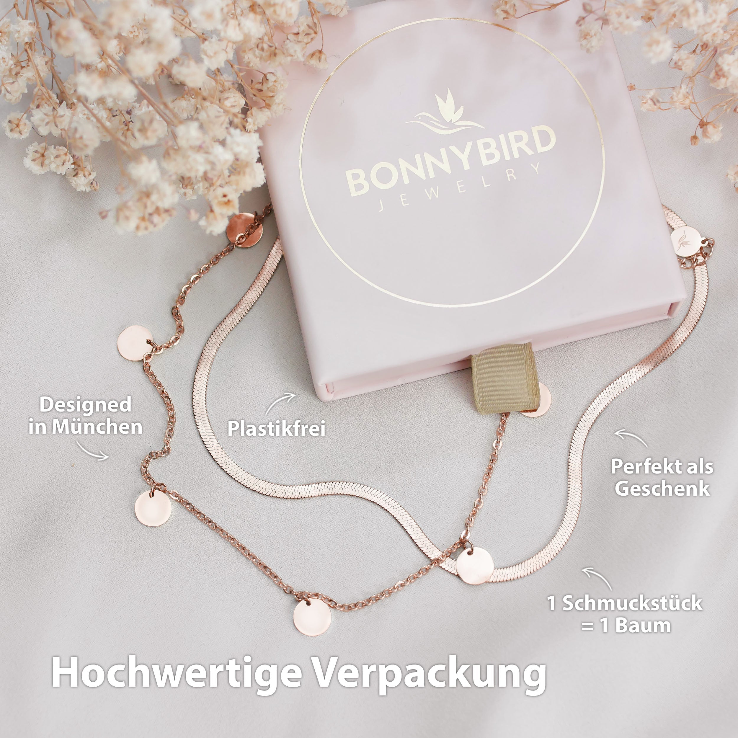 BonnyCoin ketting met rozenplaatje