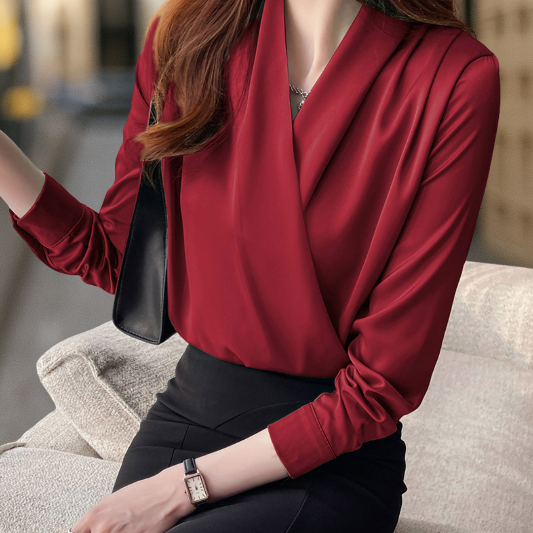 Verona Elegante satijnen crossoverblouse voor dames