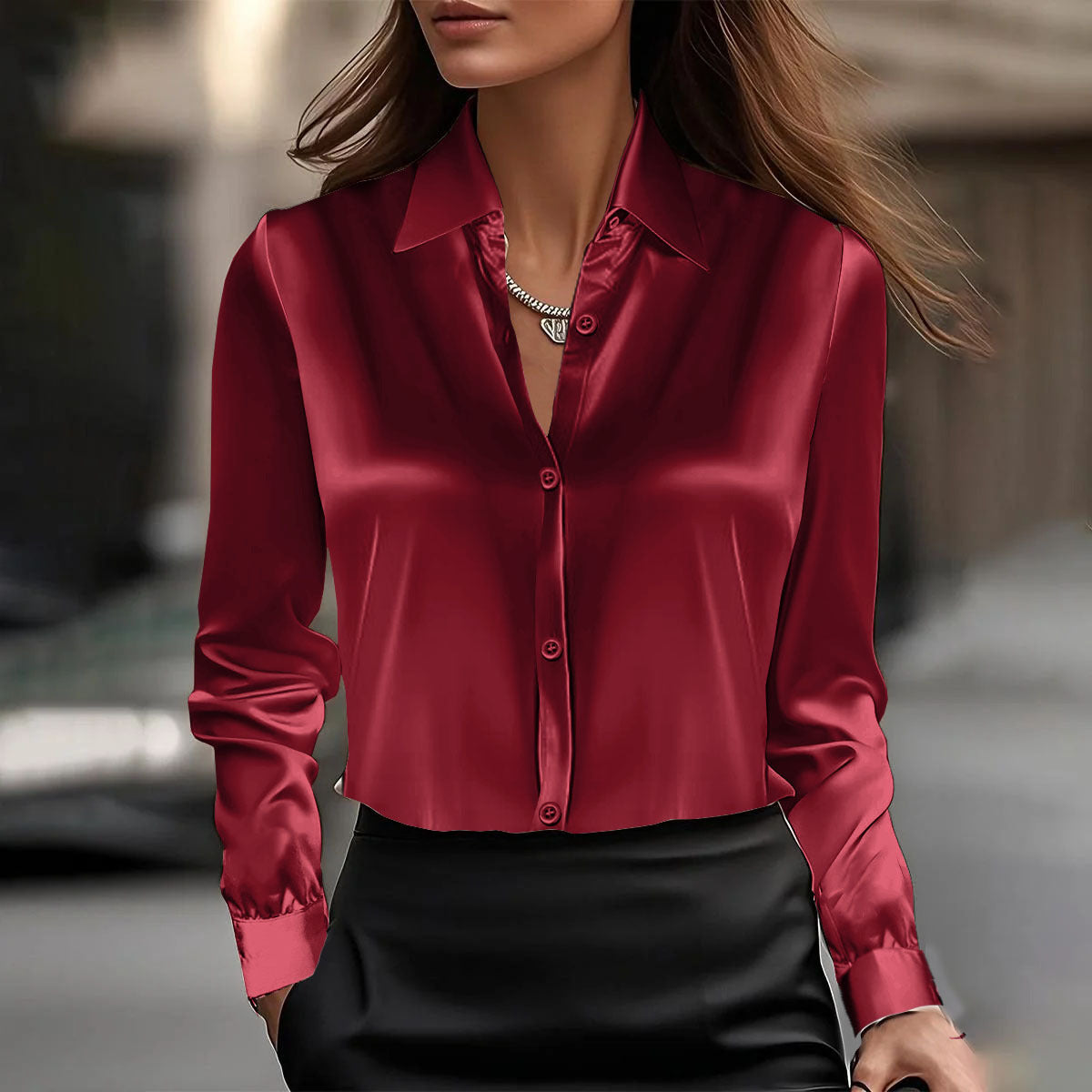 Bella Couture luxe satijnen damesblouse