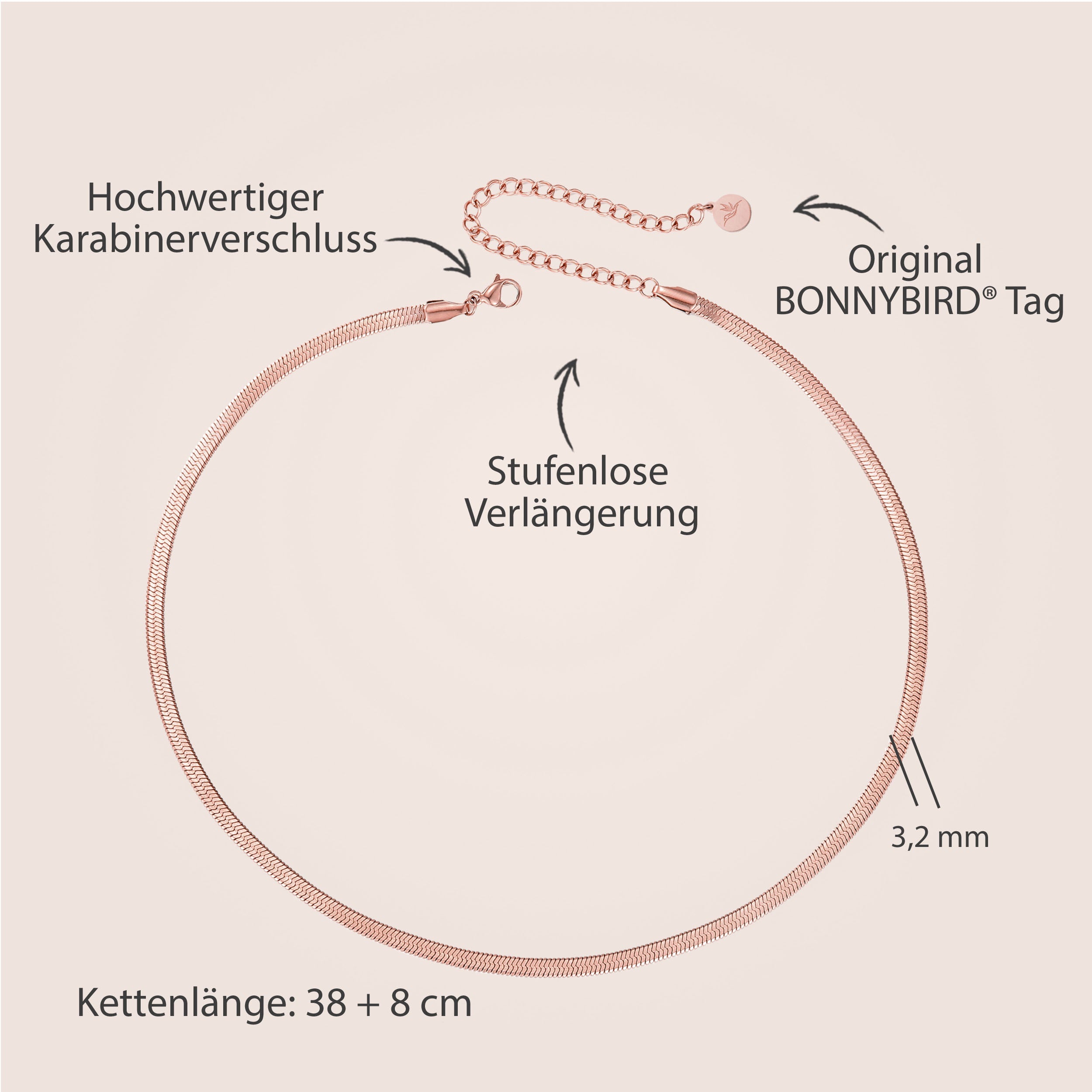 BonnySnake slangenketting roze