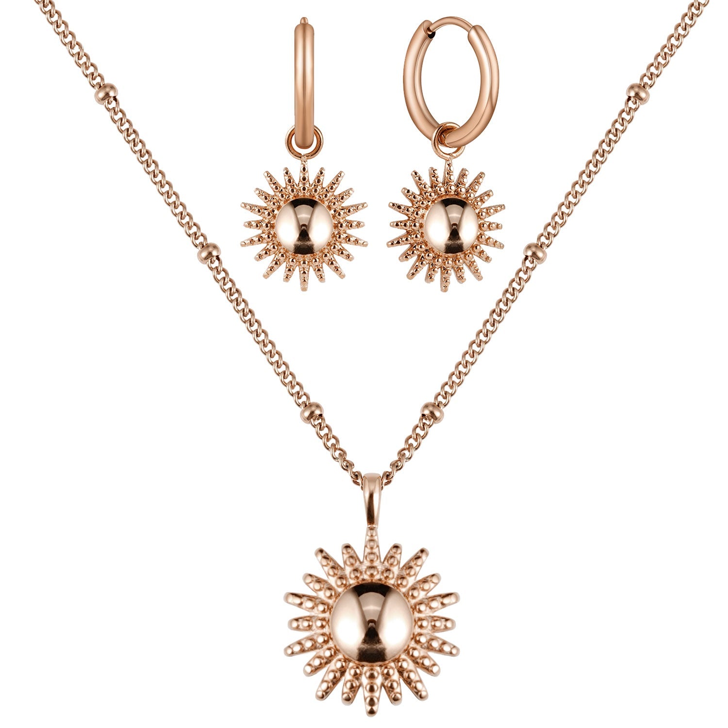 Bundel: BonnySun ketting + zonoorbellen roségoud