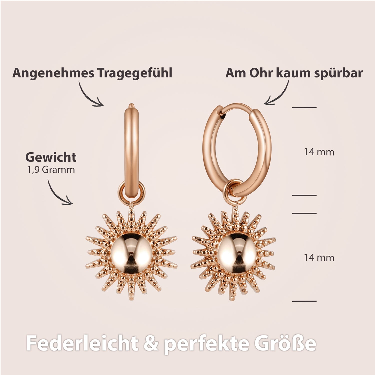 Bundel: BonnySun ketting + zonoorbellen roségoud