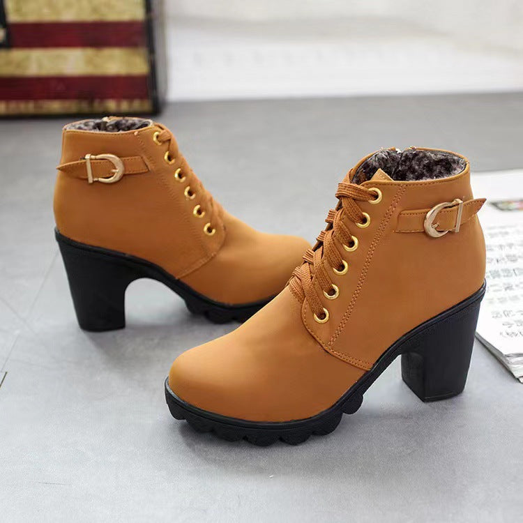 Marlena - Gefütterte Stiefeletten mit Blockabsatz