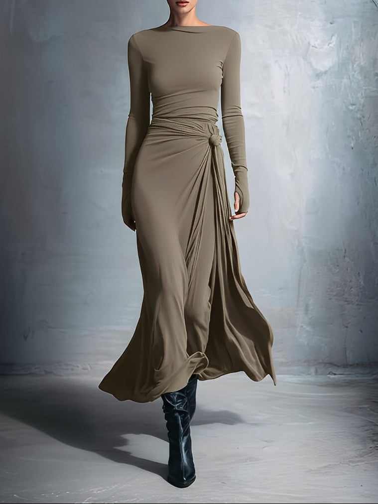 Gabriella | Langes Kleid mit seitlichem Knoten-Detail