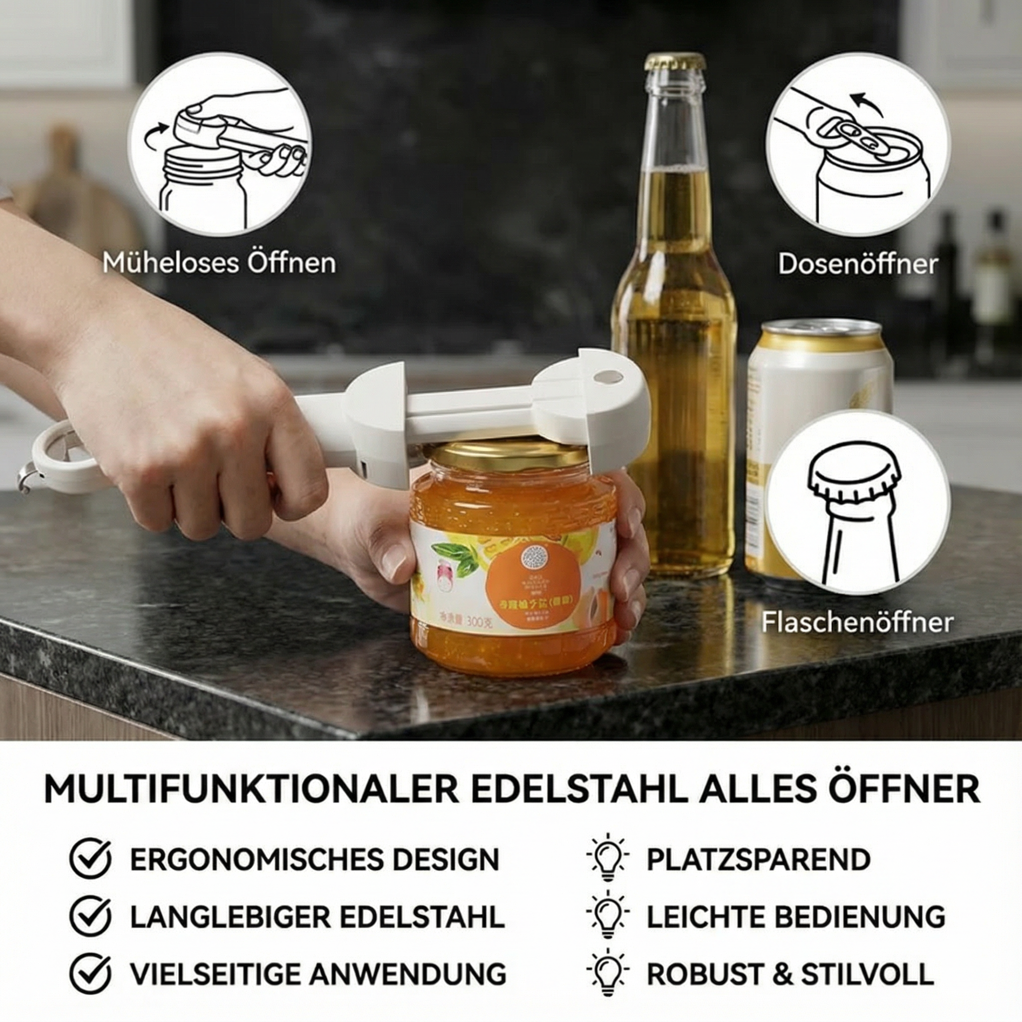 KraftSpar™ Glas- & Flaschenöffner